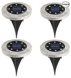 （8 pack） solar ground lights, 8led solar powered disk lights outdoor waterproof garden light ，landscape ，lighting for， yard deck，lawn，patio pathway，walkway (white,warm colors，color) (multi-colored)