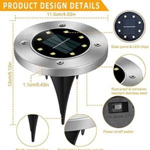 （8 Pack） Solar Ground Lights, 8LED Solar Powered Disk Lights Outdoor Waterproof Garden Light ，Landscape ，Lighting for， Yard Deck，Lawn，Patio Pathway，Walkway (White,Warm Colors，Color) (Multi-Colored)