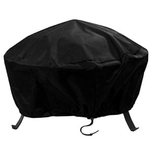 sunnydaze round outdoor fire pit cover – weather-resistant black heavy duty vinyl pvc round fireplace cover with drawstring closure – 30-inch