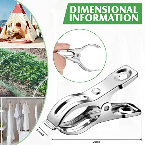 Mimorou Pcs 2 Inch Garden Clips Stainless Steel Greenhouse Clamps Silver Shade Cloth Clips Heavy Duty Greenhouse Clips Grip Shade Cloth Plant Protection Bag on Garden Hoops or Greenhouse Frame