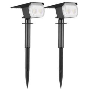 sararoom 2pcs solar spotlight outdoor, 48 leds 1000lm 6500k daylight white ip65 waterproof solar landscape spot light, 3 brightness adjustable, dusk to dawn solar garden light for yard,patio