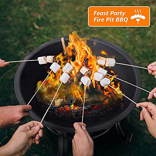yingzheng Fire Pit,22in Portable Bonfire FirePits,Outdoor Firepit Steel BBQ Grill Fire Bowl with Spark Screen,for Backyard, Camping, Picnic, Bonfire, Garden Cover,Poker., Black