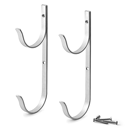 Pool Pole Hanger Garden Tools Supports Bracket Aluminium Pool Accessories Holder Horizontal Wall Stand Wall Mount for Telescopic Poles Skimmers Leaf Rakes Nets Brushes Vacuum Hose