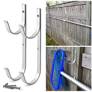 Pool Pole Hanger Garden Tools Supports Bracket Aluminium Pool Accessories Holder Horizontal Wall Stand Wall Mount for Telescopic Poles Skimmers Leaf Rakes Nets Brushes Vacuum Hose