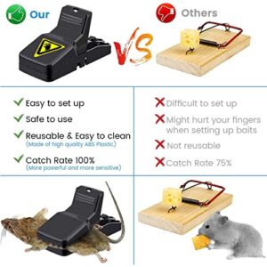 Mouse Trap, Rats Mice Trap That Work Mice Snap Trap 100% Remove Mouse Catcher - Quick Effective Sanitary Reusable Easy Setup,Safe for Families and Pet,Home Indoor Outdoor Use - 12 Pack