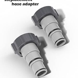 SHAPON Replacement Hose Adapter w/Collar for Threaded Connection Pumps & Plunger Valve, Converts 1.5" and 1.25" Hoses for Intex Above Ground Swimming Pool, Pool Accessories (2 Pack)