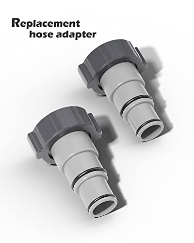 SHAPON Replacement Hose Adapter w/Collar for Threaded Connection Pumps & Plunger Valve, Converts 1.5" and 1.25" Hoses for Intex Above Ground Swimming Pool, Pool Accessories (2 Pack)