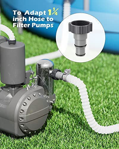 SHAPON Replacement Hose Adapter w/Collar for Threaded Connection Pumps & Plunger Valve, Converts 1.5" and 1.25" Hoses for Intex Above Ground Swimming Pool, Pool Accessories (2 Pack)