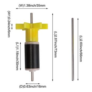 Submersible Pump Rotor Impeller with Shaft and Bearing Replacement Magnetic Filter 2.95" Shaft length Yellow