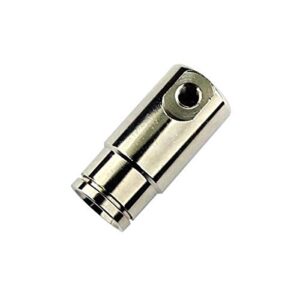 hydromist single-hole end cap misting connector, 3/8″ compression fitting, made of nickel-plated brass, to be used with 3/8 high-pressure nylon hose, requires 1000 psi pump