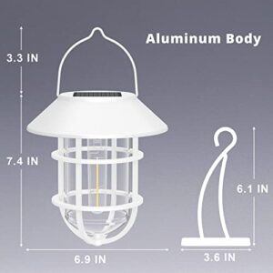 Solar Lantern Hanging Solar Lights, Metal Waterproof Solar Lights Outdoor with Hooks, Garden Lights Decorative for Patio Porch Yard Fence…