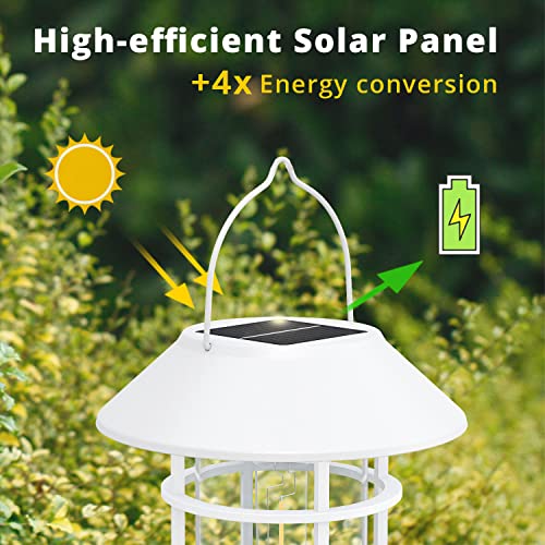 Solar Lantern Hanging Solar Lights, Metal Waterproof Solar Lights Outdoor with Hooks, Garden Lights Decorative for Patio Porch Yard Fence…