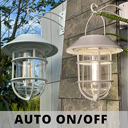 Solar Lantern Hanging Solar Lights, Metal Waterproof Solar Lights Outdoor with Hooks, Garden Lights Decorative for Patio Porch Yard Fence…