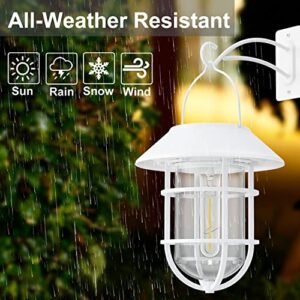 Solar Lantern Hanging Solar Lights, Metal Waterproof Solar Lights Outdoor with Hooks, Garden Lights Decorative for Patio Porch Yard Fence…