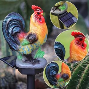 ZFNN Solar Rooster Lights Outdoor Decorative,Solar Chicken Decor Garden Stakes Lights,Waterproof Chicken Statue with Led Lights Yard Art for Pathway Lawn Patio Courtyard Backyard(Warm White)