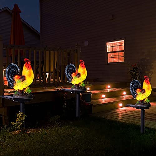 ZFNN Solar Rooster Lights Outdoor Decorative,Solar Chicken Decor Garden Stakes Lights,Waterproof Chicken Statue with Led Lights Yard Art for Pathway Lawn Patio Courtyard Backyard(Warm White)