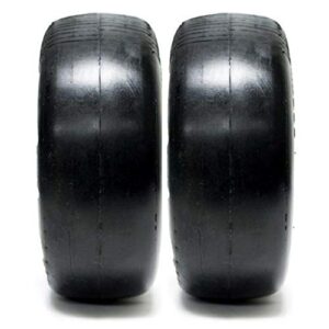 (2-Pcs-Set) New 11x4.00-5 Flat-Free Lawn Mower Smooth Tires w/Steel Rim for Zero Turn Lawn Mower Garden Tractor - hub 3"-5" with 3/4" Or 5/8" Bore 114005 T161