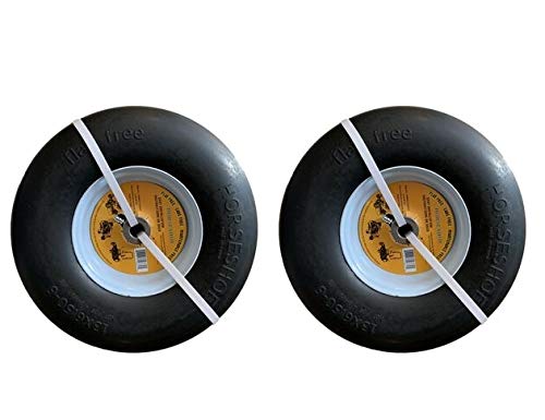 (2-Pcs-Set) New 11x4.00-5 Flat-Free Lawn Mower Smooth Tires w/Steel Rim for Zero Turn Lawn Mower Garden Tractor - hub 3"-5" with 3/4" Or 5/8" Bore 114005 T161