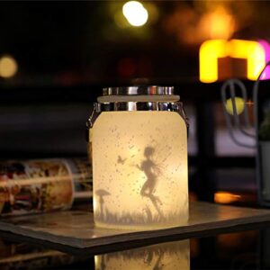 Solar Lantern Fairy Lights - 1 Pack Solar Frosted Glass Lantern Lights Solar Mason Jar Lights Waterproof Outdoor Lantern Decor for Tree Garden Patio Yard Table Holiday Party