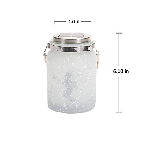 Solar Lantern Fairy Lights - 1 Pack Solar Frosted Glass Lantern Lights Solar Mason Jar Lights Waterproof Outdoor Lantern Decor for Tree Garden Patio Yard Table Holiday Party