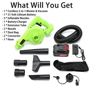 Cordless Leaf Blower, 2-in-1 Portable Leaf Blower 21V Lithium Battery,110V Multifunctional Blower for Blowing Leaf, Clearing Dust & Small Trash,Car, Computer Host, Hard to Clean Corner by SHINTYOOL