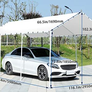 FDW Carport Car Port Party Tent Car Tent 10x20 Canopy Tent Metal Carport Kits Outdoor Garden Gazebo, Not Good for Strong Wind Condition