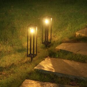 shinar 2 Set Solar Lights with 60 Lumen Vintage Light Bulb E12 warmwhite LEDs Solar Lamps Solar Light Solar Lanterns Solar Pathway Lights for Outdoor Garden, Garage, Driveway, Yard & Balcony