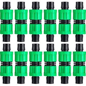hotop 12 pieces drip irrigation coupling, 5/8 inch universal connector drip tubing fittings, compatible with most 16-17 mm drip tape ag tubing drip or sprinkler systems (green)