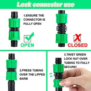 Hotop 12 Pieces Drip Irrigation Coupling, 5/8 Inch Universal Connector Drip Tubing Fittings, Compatible with Most 16-17 mm Drip Tape AG Tubing Drip or Sprinkler Systems (green)