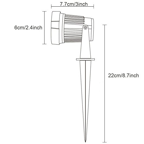 Onerbuy Bright Outdoor LED Landscape Lighting 5W COB Garden Wall Yard Path Lawn Light Lamp with Spiked Stand and Power Plug, Pack of 2 (Warm White)