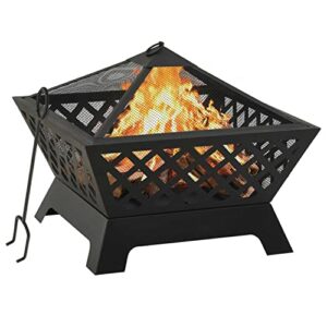 dlbj fire pit outdoor wood burning 25.2 inches firepit patio outdoor fire pit with poker garden fireplace for cooking grill camping