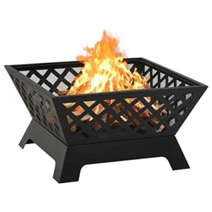 DLBJ Fire Pit Outdoor Wood Burning 25.2 inches Firepit Patio Outdoor Fire Pit with Poker Garden Fireplace for Cooking Grill Camping