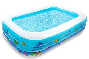 inflatable swimming pool, 103″ x 69″ x 24″ large family pool, blow up pool above ground for kids, toddlers, adults, outdoor, garden, backyard, summer water party
