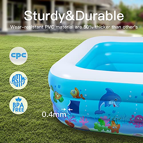 Inflatable Swimming Pool, 103" X 69" X 24" Large Family Pool, Blow up Pool Above Ground for Kids, Toddlers, Adults, Outdoor, Garden, Backyard, Summer Water Party