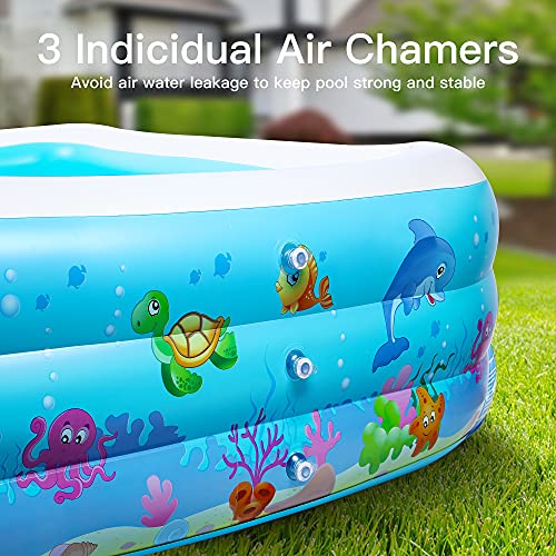 Inflatable Swimming Pool, 103" X 69" X 24" Large Family Pool, Blow up Pool Above Ground for Kids, Toddlers, Adults, Outdoor, Garden, Backyard, Summer Water Party