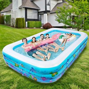 Inflatable Swimming Pool, 103" X 69" X 24" Large Family Pool, Blow up Pool Above Ground for Kids, Toddlers, Adults, Outdoor, Garden, Backyard, Summer Water Party