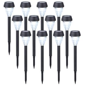 twinsluxes 12 pack solar pathway lights,outdoor waterproof garden lights led landscape lighting up to 12 hrs long,auto on/off dusk to dawn for sidewal,lawn, patio, yard…