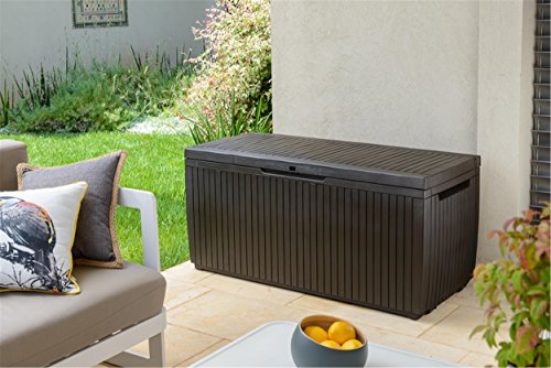 Keter 123 x 53.5 x 57 cm Springwood Outdoor Plastic Storage Box Garden Furniture - Brown