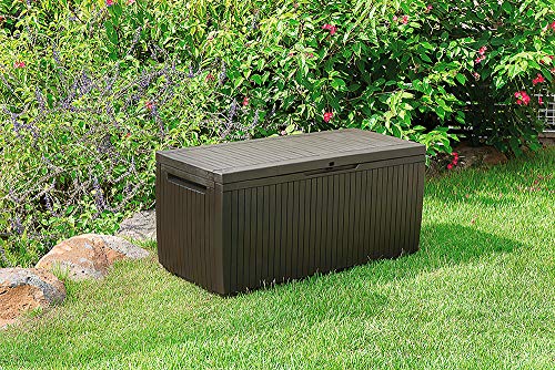 Keter 123 x 53.5 x 57 cm Springwood Outdoor Plastic Storage Box Garden Furniture - Brown