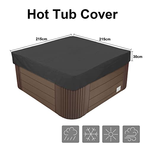 RTMX&kk Garden Square Hot Tub Cover 210D Oxford Fabric Outdoor SPA Bath Pool Cover Waterproof Dustproof Anti-UV Multiple Sizes to Choice,Beige,215x215x30cm