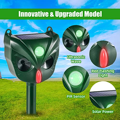 Ultrasonic Animal Repeller Outdoor Waterproof Solar Animal Deterrent with Motion Sensor and Flashing Lights, Farm Garden Yard Repellent for Cat Rodent Squirrel Dog Rabbit Raccoon Skunk Fox Deer etc