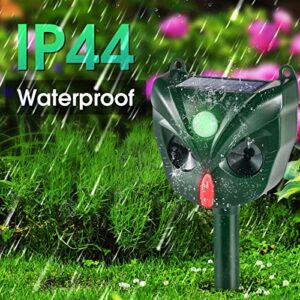 Ultrasonic Animal Repeller Outdoor Waterproof Solar Animal Deterrent with Motion Sensor and Flashing Lights, Farm Garden Yard Repellent for Cat Rodent Squirrel Dog Rabbit Raccoon Skunk Fox Deer etc