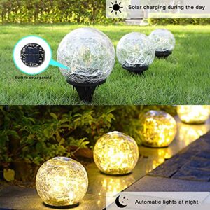 Garden Solar Lights,Globe Solar Light Outdoor Cracked Glass Jar Ball Solar Lights,Waterproof Warm White Solar Garden Lights for Walkway Patio Yard Lawn Birthday Party Decoration 1 Pack(3.9”)