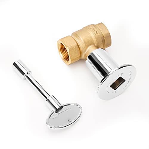 Stanbroil Straight Quarter-Turn Shut-Off Valve Kit for NG LP Gas Fire Pits with Polished Chrome Flange and Key- 3/4" NPT