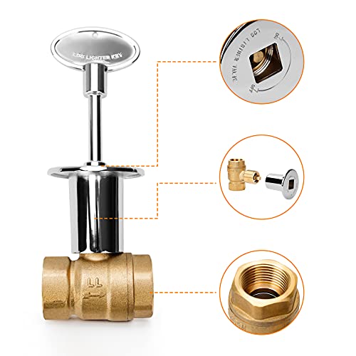 Stanbroil Straight Quarter-Turn Shut-Off Valve Kit for NG LP Gas Fire Pits with Polished Chrome Flange and Key- 3/4" NPT