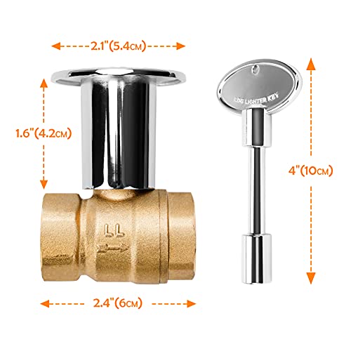 Stanbroil Straight Quarter-Turn Shut-Off Valve Kit for NG LP Gas Fire Pits with Polished Chrome Flange and Key- 3/4" NPT