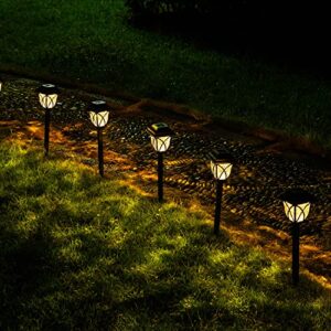 NOMMTHY 6 Pack Solar Outdoor Pathway Lights, Color Changing, IP65 Waterproof Solar Garden Lights, Dusk to Dawn Auto On/Off Solar Torch Light for Walkway, Backyard, Lawn, Yard and Driveway