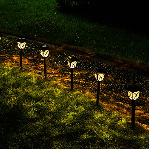 NOMMTHY 6 Pack Solar Outdoor Pathway Lights, Color Changing, IP65 Waterproof Solar Garden Lights, Dusk to Dawn Auto On/Off Solar Torch Light for Walkway, Backyard, Lawn, Yard and Driveway