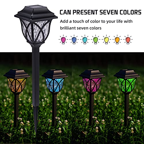 NOMMTHY 6 Pack Solar Outdoor Pathway Lights, Color Changing, IP65 Waterproof Solar Garden Lights, Dusk to Dawn Auto On/Off Solar Torch Light for Walkway, Backyard, Lawn, Yard and Driveway