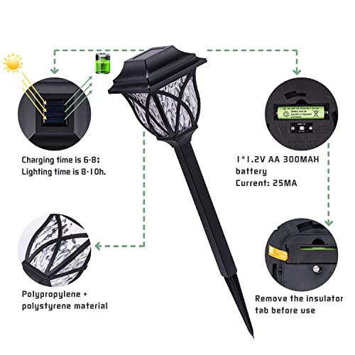 NOMMTHY 6 Pack Solar Outdoor Pathway Lights, Color Changing, IP65 Waterproof Solar Garden Lights, Dusk to Dawn Auto On/Off Solar Torch Light for Walkway, Backyard, Lawn, Yard and Driveway